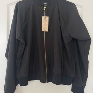 Albion Black Bomber Jacket with Gold Zipper